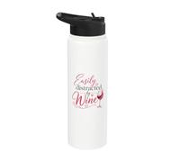 Easily Distracted By Wine Funny Wine Lover Drinking Stainless Steel Insulated Water Bottle