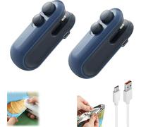Easilyous Vacuum Sealer, Ampltulastd Bag Sealer, Mini Sealers Small, USB-C Rechargeable Mini Sealers Household Hand Pressure Bag Cutter Portable Snack Plastic Bags Heat Sealing Machine (Blue 2Pcs)