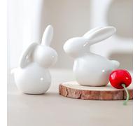 EASIMECOR Coniglietti pasquali in ceramica, figurine a forma di coniglio in porcellana per decorazione pasquale e primaverile, da regalare, per la casa