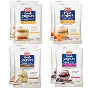 EasiYo Yogurt Greco 8 Buste | Confezione Mista | 2 x Miele di Mānuka, 2 x Pesca & Albicocca, 2 x Mirtillo & Ribes Nero, 2 x Cocco | Ogni Busta Produce 1kg di Yogurt Fatto in Casa