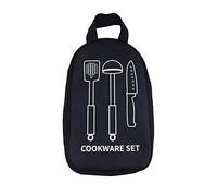 Easnea Utensili da campeggio Organizer Borsa da trasporto Outdoor Cooking Camp Picnic Accessori 18 Pezzi Cucina Viaggio Pentole Set Compatto Borsa Portatile Sacchetto di Immagazzinaggio Nero