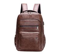 Easnea Zaino per computer portatile in pelle PU, zaino causale, borsa per computer portatile, zaino da viaggio, borsa per laptop universitaria, con porta di ricarica USB, per donne e uomini, Caff,