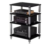Easnuroz Cabinet Audio HIFI Supporto Per Lettori Di Dischi HIFI A 2/3/4 Piani Rack E Supporti HiFi Armadio Rack Audio Scaffale AV Tavolo TV Per Amplificatore/tavolino/sky Box/stampante(Black,60*48*76c