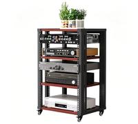 Easnuroz Scaffale per HiFi AV 2-5 ripiani, supporto HiFi con ripiano portaoggetti AV Media Stand con punte per altoparlanti, armadio componenti video, torre per salotti e studi (rosso, 60 x 50 x 83 cm