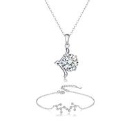 Eason1874 Zodiac Collane e Bracciale Set Cubic Zirconia Tarocchi Carta Collana Astrologia 12 Costellazione gioielli Set, standard, Rame, Nessuna pietra preziosa
