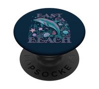 EAST BEACH CA DOLPHIN SOUVENIR DA SPIAGGIA COLORATO PopSockets PopGrip Adesivo