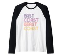 East Coast Beast Coast - Tavolozza Vintage retrò Tramonto Maglia con Maniche Raglan