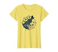 East Coast Nautical Compass Design per Gli Amanti della Spiaggia Maglietta, Donna, Limone, M