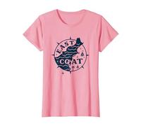 East Coast Nautical Compass Design per Gli Amanti della Spiaggia Maglietta, Donna, Rosa, S