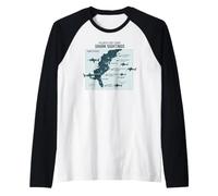 East Coast Shark Sightings Cool Map Maglia con Maniche Raglan