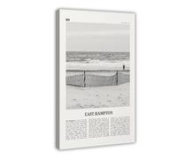 East Hampton - Stampa artistica da parete su tela, motivo: mappa della città di New York, Stati Uniti, stampa artistica da parete per camera da letto, ufficio, 40 x 60 cm