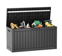 EAST OAK Baule Esterno Impermeabile 227L, Cassapanca Contenitore da Esterno e Interno 107×43×55CM, Panca Contenitore Grande per Giardino, Resistente alle Intemperie, Protezione UV, Nero