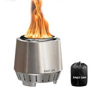 EAST OAK Fuoco - Braciere da tavolo senza fumo, 3 in 1, braciere portatile in legno e pellet | acciaio inox | combustione 120% più efficiente | cortile, terrazza e campeggio | accensione facile