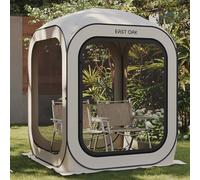 EAST OAK Gazebo 1,2x1,2M Pieghevole Esterno Resistente, Tendone da Esterno per 1-2 persones, Tenda per Campeggio, Feste, Protezione UPF 50+, Ventilazione a 360°, Antizanzare, Include una borsa, Beige