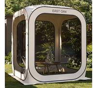 EAST OAK Gazebo 1,7x1,7M Pieghevole Esterno Resistente, Tendone da Esterno per 2-3 persones, Tenda per Campeggio, Feste, Protezione UPF 50+, Ventilazione a 360°, Antizanzare, Include una borsa, Beige