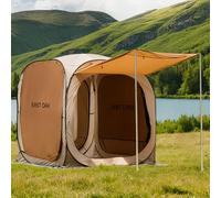 East Oak Tenda da campeggio pop up, 1,8 x 1,8 m, con 4 ombrelloni, baldacchino istantaneo oversize con borsa per il trasporto, gazebo pop-up per patio, campeggio e spiaggia, beige