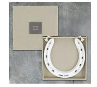 East of India Ferro di cavallo portafortuna in porcellana bianca, con scritta Good Luck Just Married, in confezione regalo (Good Luck)