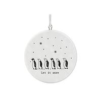 East Of India Pallina ornamentale in porcellana a forma di pinguino con scritta Let it