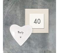 East of India - Piattino in porcellana, per il 40° compleanno, a forma di cuore