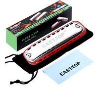 East top Armonica diatonica Junior Blues a 10 fori in Do per principianti, bambini, studenti, con bordi arrotondati lisci e custodia in tessuto