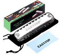 East top Armonica per bambini, chiave diatonica di C per bambini, adulti e studenti, con bordi arrotondati lisci, nero