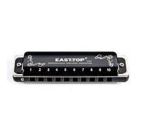 EAST TOP T008K - Armonica a bocca diatonica 2.0 in chiave di G, 10 fori, con custodia con cerniera, standard deluxe armonica per tutti i livelli, professionisti, principianti e studenti, come regalo