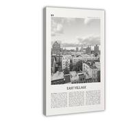 East Village - Stampa artistica da parete con mappa della città di New York, Stati Uniti, Stati Uniti e Nord America, paesaggio da viaggio, decorazione artistica da parete, per casa, bar, ristorante