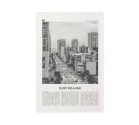 East Village - Stampa artistica da parete in bianco e nero di San Diego, California, Stati Uniti, Nord America, mappa della città, paesaggio, decorazione artistica da parete, poster per casa, bar