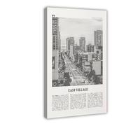 East Village - Stampa artistica da parete su tela, motivo: San Diego, California, Stati Uniti, Nord America, mappa della città, paesaggio, paesaggio, poster e stampe artistiche da parete, per camera