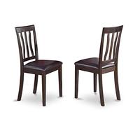 East West Furniture ANC-CAP-LC - Set di 2 sedie da pranzo antiche con rivestimento in similpelle, colore: cappuccino