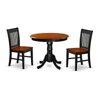 East West Furniture ANNO3-BCH-W - Set di tavolo da pranzo, 3 pezzi