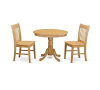 East West Furniture ANNO3-OAK-W - Set tavolo e sedie per sala da pranzo, 3 pezzi