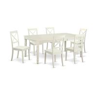 East West Furniture DOBO5-LWH-W - Set da tavolo da cucina e 4 sedie da pranzo, 5 pezzi