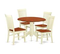 East West Furniture Dublin Set da pranzo 5 pezzi per 4 persone, include un tavolo rotondo con Dropleaf e 4 sedie da pranzo 107,7 x 107,7 cm, latticello e ciliegia