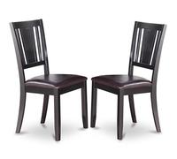 East West Furniture DUC-BLK-W Dudley - Sedie da sala da pranzo con schienale in legno massello, set di 2, colore: nero