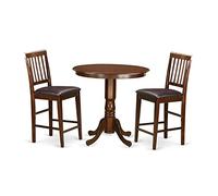 East West Furniture Javn3-Mah-Lc - Set da 3 pezzi con tavolo da pub e 2 sedie da banco