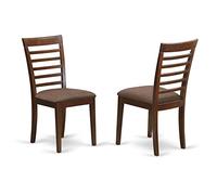 East West Furniture Milan - Set di 2 sedie da pranzo rivestite in legno, colore: mogano