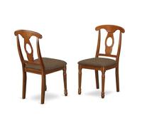 East West Furniture NAC-SBR-C Napoleone - Sedia da pranzo in legno, seduta e sella in tessuto di lino, marrone, telaio in legno duro