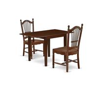 East West Furniture NDDO3-MAH-W - Set di 3 pezzi composto da un tavolo rettangolare per sala da pranzo con piega e 2 sedie da cucina, 76 x 122 cm, mogano