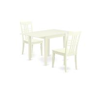 East West Furniture NDLG3-LWH-W - Set da 3 pezzi con tavolo da pranzo rettangolare con piano inclinato e 2 sedie in legno, 76 x 122 cm, colore: bianco lino