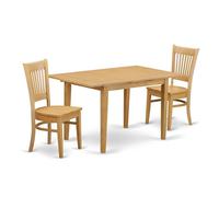East West Furniture NOVA3-OAK-W - Set da 3 pezzi di tavolo da cucina per piccoli spazi, contiene un tavolo da pranzo rettangolare con foglia di farfalla e 2 sedie per sala da pranzo, 81 x 137 cm