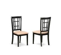 East West Furniture Set di 2 sedie da cucina Nic-Blk-C con seduta imbottita in microfibra