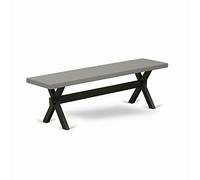 East West Furniture XB696 Bella superficie superiore in cemento e un incredibile 4 gambe in filo spazzolato finitura nera legno massello tavolo da cucina panca e struttura