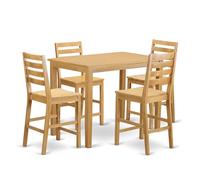 East West Furniture YACF5-OAK-W - Set di 5 pezzi con tavolo da pranzo rettangolare per sala da pranzo e 4 sedie in legno, 76 x 122 cm, rovere