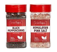 Eastanbul Sale e pepe per ricarica macinatore, grani di pepe nero intero 6 once, sale rosa dell'Himalaya 350 ml, grani di pepe per ricarica macinino, sale rosa per macinino, serie Spice Buddies,