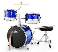 Eastar Batteria per Bambini per età 3-10 Anni, Junior Drum Set con Rullante, Tom, Grancassa, Pedale Grancassa (Specchio Blu)