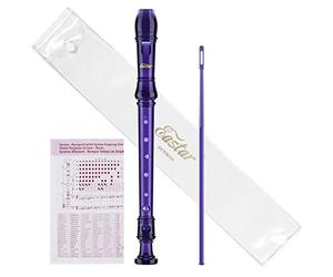 Eastar ERS-1GPu, Flauto dolce soprano per bambini, studenti, principianti, con diteggiatura tedesca, in do, a 3 pezzi, con kit di pulizia, custodia, schema di diteggiatura, viola