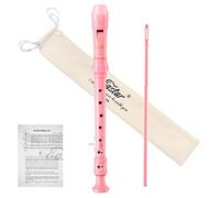 Eastar Flauto dolce soprano per bambini principianti, strumento diteggiatura Do tedesco, 3 pezzi con kit di pulizia, poggiapollice, borsa in cotone, tabella diteggiatura, ERS-21GP, rosa