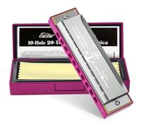 Eastar Major Blues Diatonic Harmonica, 10 fori Armonica di C chiave per bambini, adulti, studenti, con custodia rigida e tela, Rosa