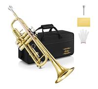 Eastar Tromba piatta standard B ETR-390 per principianti intermedi, strumento a tromba aggiornato avanzato con custodia rigida, kit di pulizia, bocchino 7C, guanti, dorato